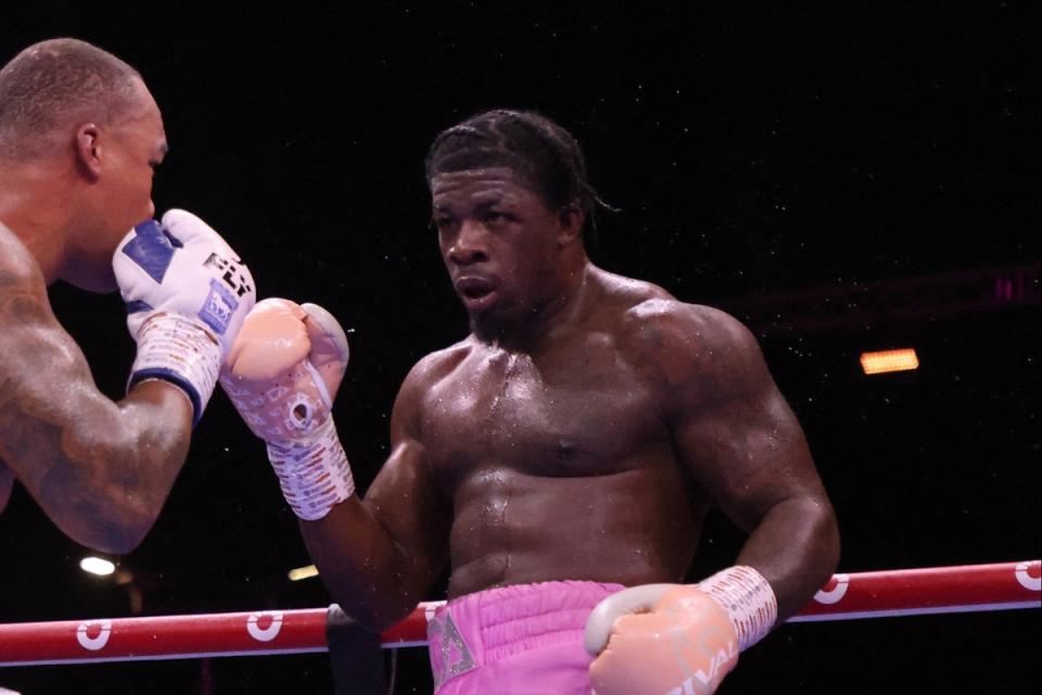 Fabio Wardley in action with David Adeleye during their heavyweight fight (REUTERS)