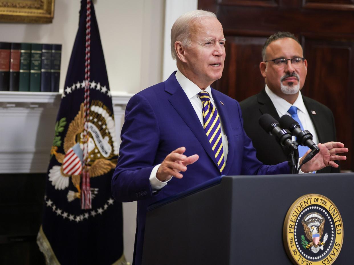 President Joe Biden and Education Secretary Miguel Cardona