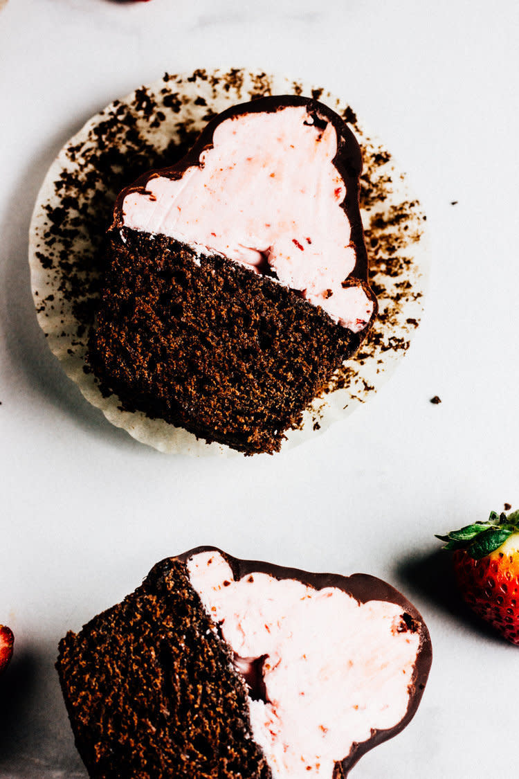 <strong>Get the <a href="http://www.wholebiteblog.com/new-blog/2017/1/25/chocolate-covered-strawberry-cupcakes" target="_blank">Chocolate Covered Strawberry Cupcakes recipe</a> from Whole Bite Blog</strong>