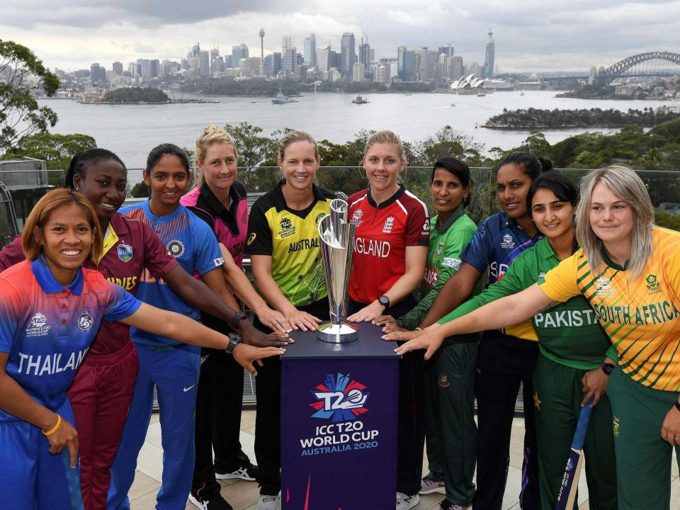 The captains of the competing teams in the Twenty20 women's World Cup: AFP via Getty Images