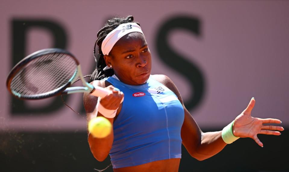 Battling through: Coco Gauff is into to the last 16 of the French Open at Roland Garros (Getty Images)