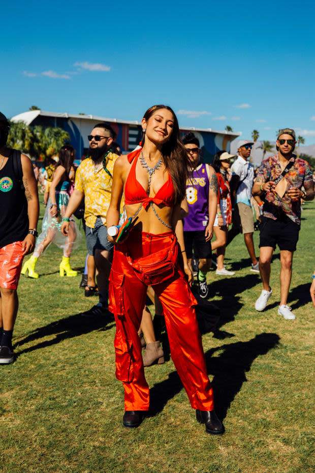 <p>A street style look from Coachella 2019, Weekend 1. Photo: Emily Malan/Fashionista</p>