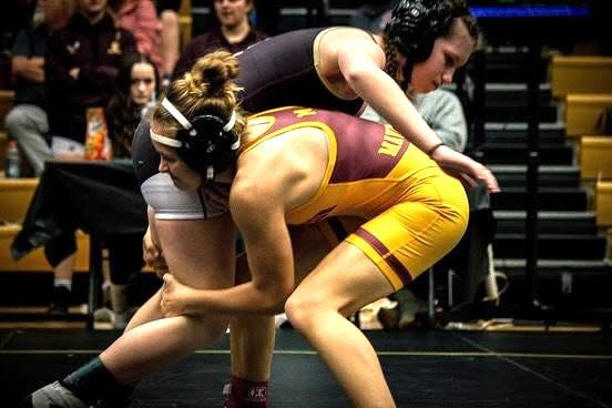 McCutcheon sophomore wrestler Aaliyah McLean took first at the Lebanon HS Girls Wrestling Tournament 115-pound division on Saturday, Dec. 9, 2023.