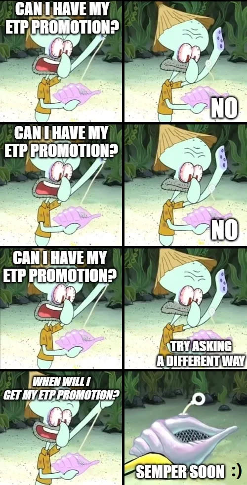 Squidward asking for a ETP promotion meme.