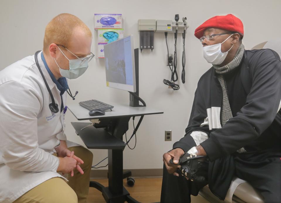 Dr. Sterling Shriber examines Roy A. Humphrey at Cleveland Clinic Akron General.