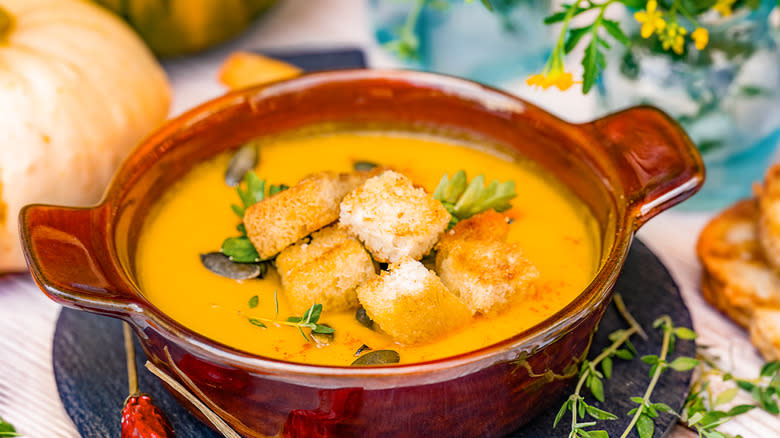 pumpkin soup with croutons