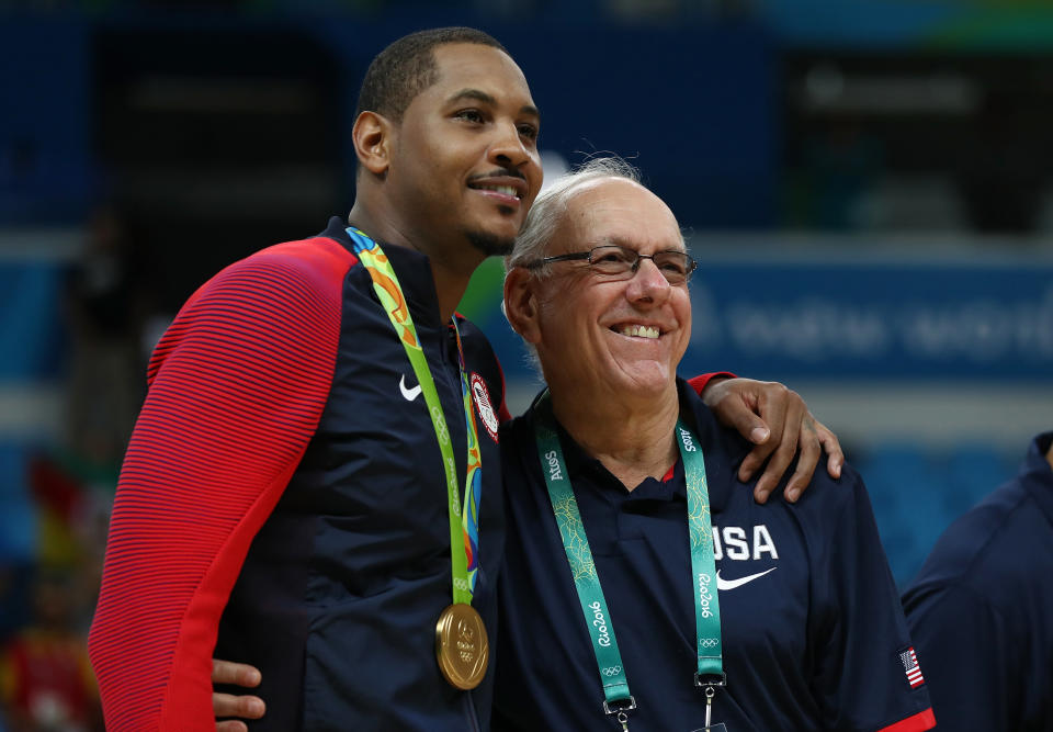 Carmelo Anthony reportedly won't reprise his role with Team USA. (Getty)