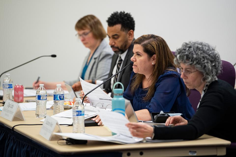 Deputy Superintendent Olga Cobb speaks during the budget committee meeting Tuesday night.