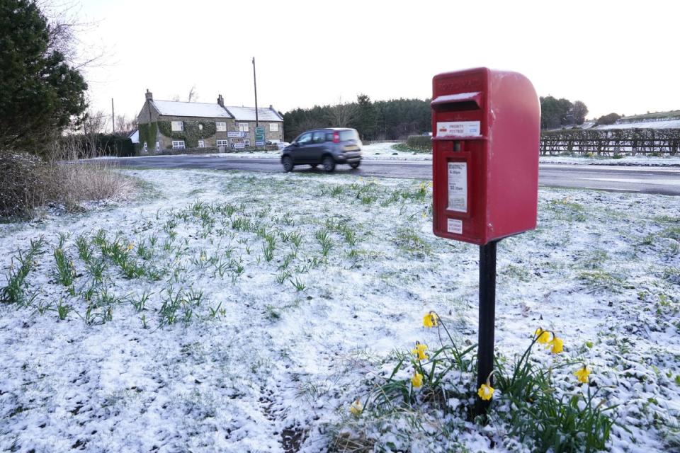 Snow in Slayley, Northumberland (PA Wire)