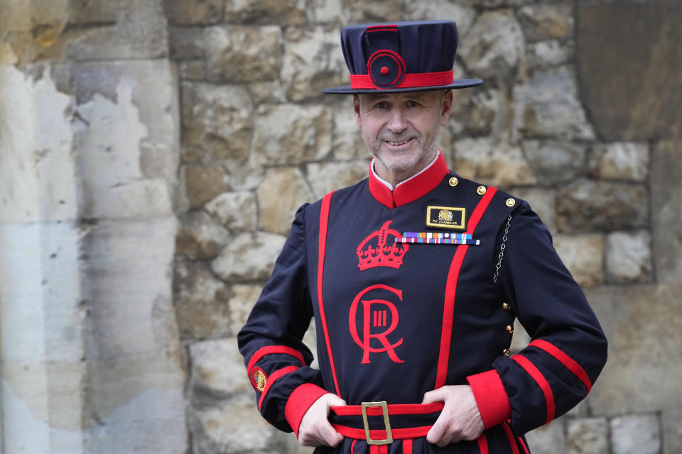 Barney Chandler, newly appointed ravenmaster at The Tower of London in London, Thursday, Feb. 29, 2024. If legend is to be believed, Barney Chandler has just got the most important job in England. Chandler is the newly appointed ravenmaster at the Tower of London. He's responsible for looking after the feathered protectors of the 1,000-year-old fortress. (AP Photo/Kirsty Wigglesworth)