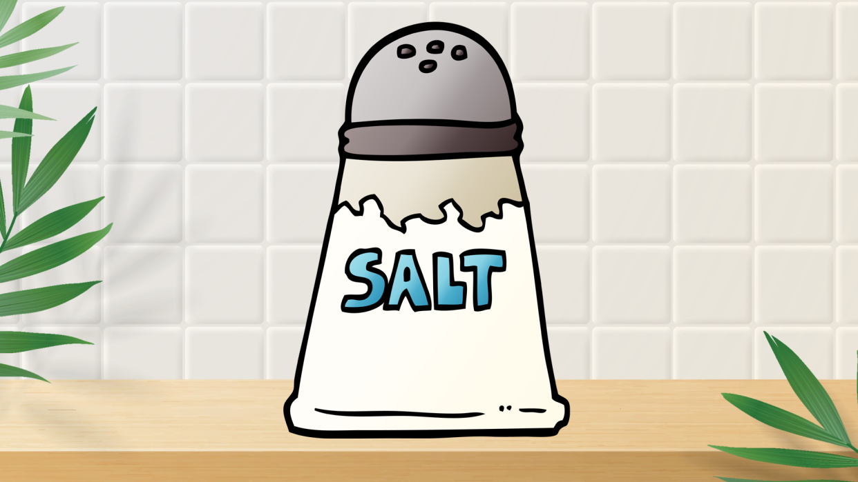  Vector graphic of salt shaker on a table. 
