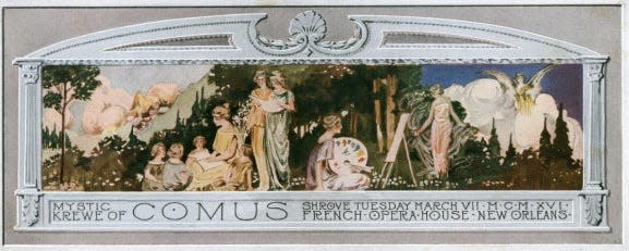 Krewe of Comus invitation from 1916