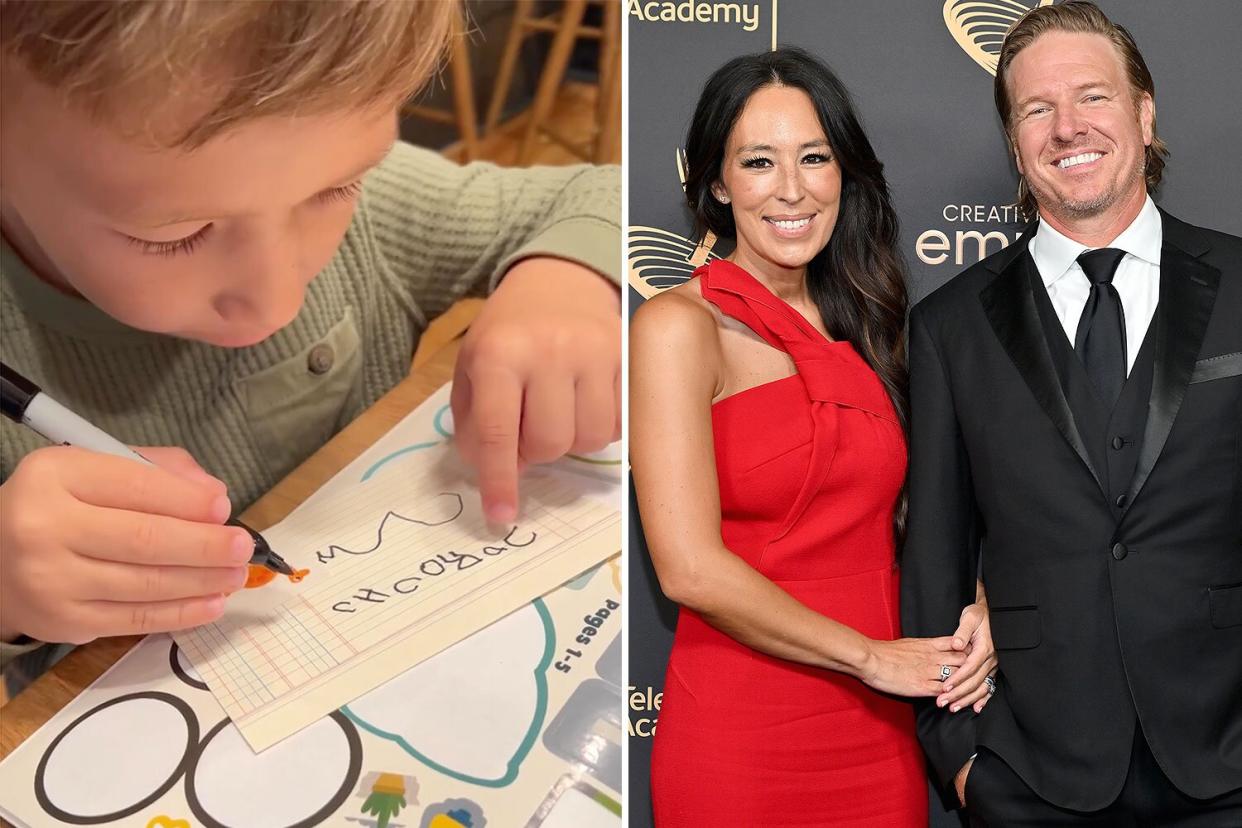 Joanna Gaines Shares Son Crew Carefully Crafting a Birthday Card for Dad Chip: 'I Love You Dad'