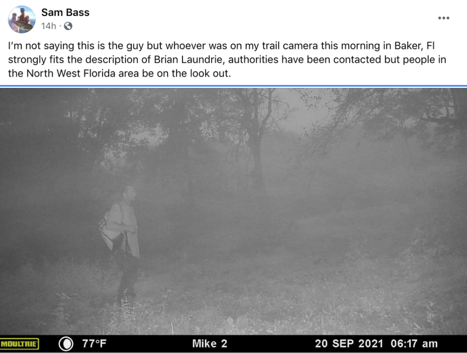 Authorities are looking in to a potential sighting of Brian Laundrie on a deer cam (Sam Bass/Facebook)