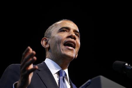 U.S. President Barack Obama speaks about the economy at an event hosted by the Center for American Progress in Washington December 4, 2013. REUTERS/Kevin Lamarque