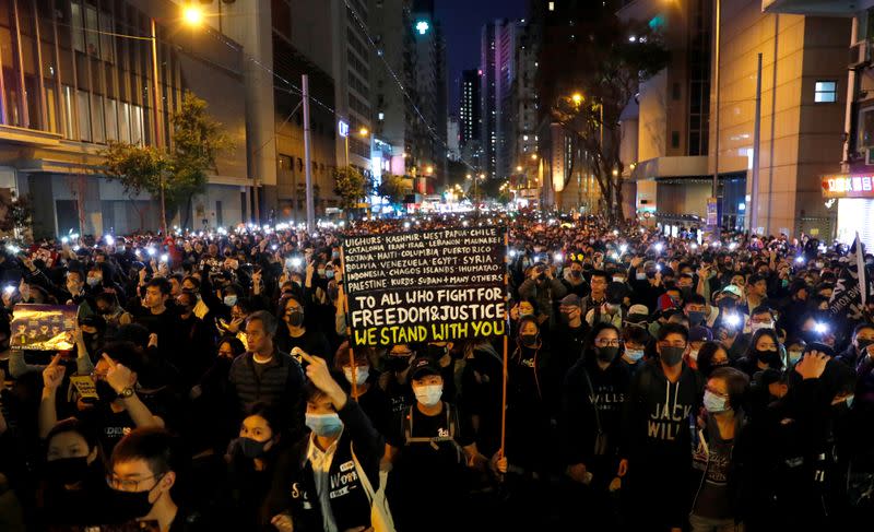 Protesters march for human rights in Hong Kong