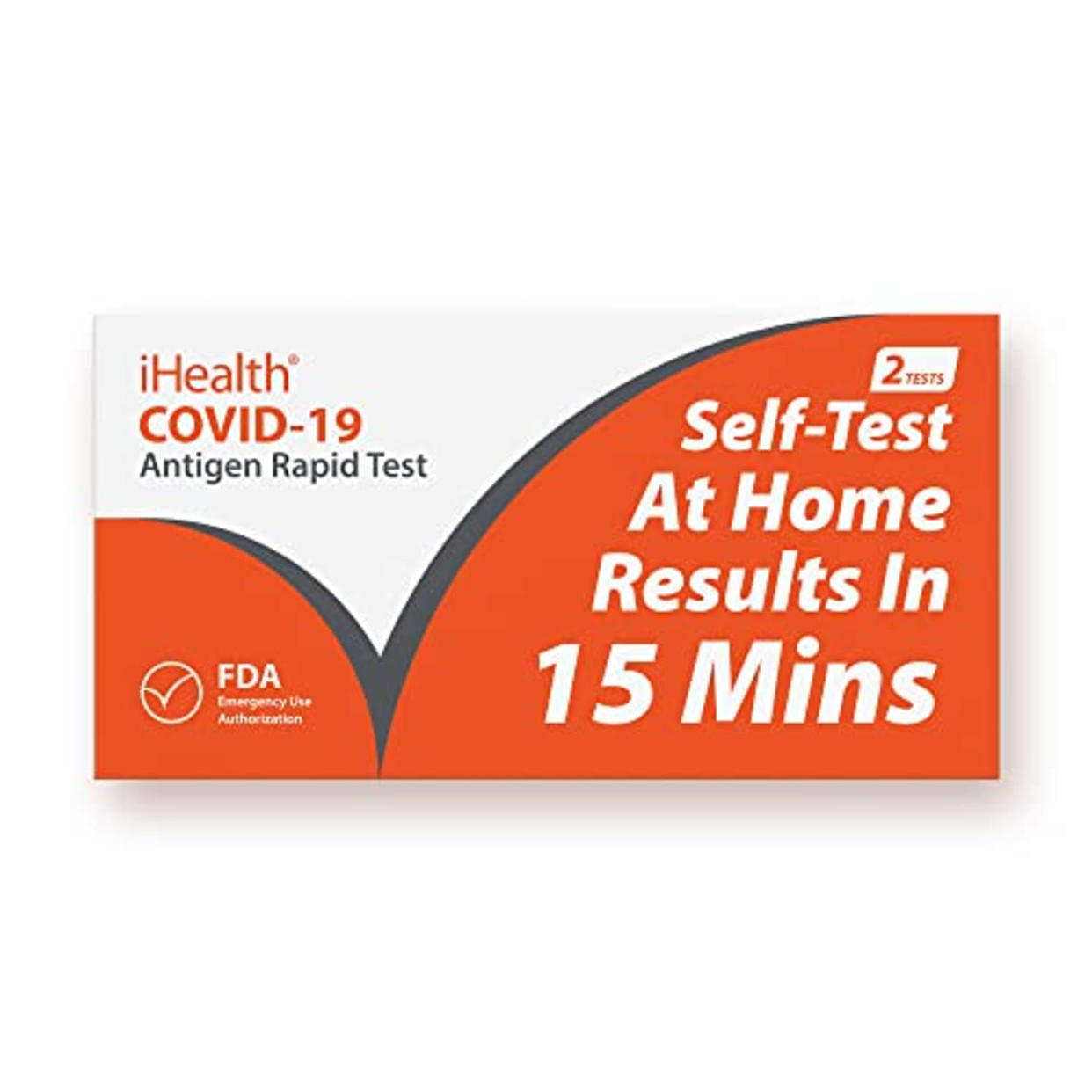 iHealth COVID-19 Antigen Rapid Test, 1 Pack, 2 Tests Total, FDA EUA Authorized OTC at-Home Self Test, Results in 15 Minutes with Non-invasive Nasal Swab, Easy to Use & No Discomfort (AMAZON)