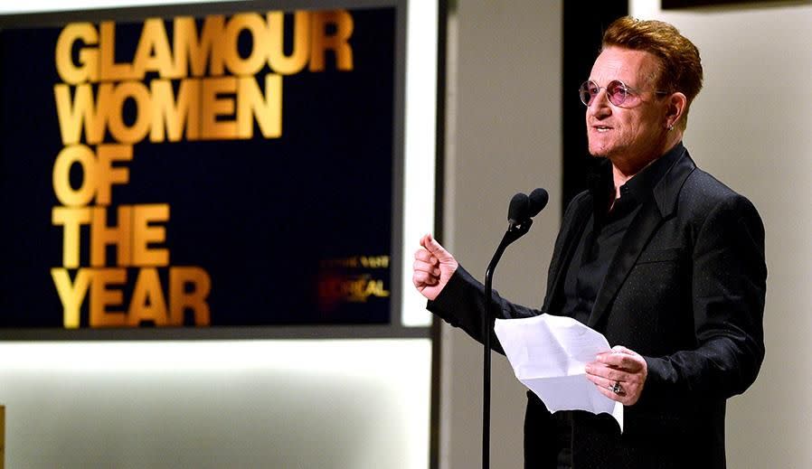 Bono at the Glamour 'Women of the Year' awards. Photo: Getty Images.