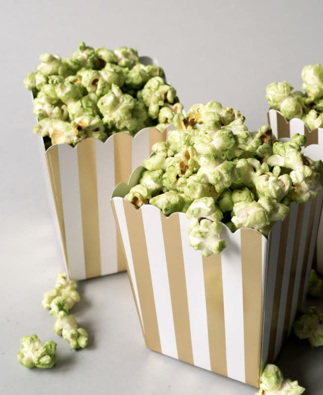 <p>Oh, How Civilized</p><p>Add a green tea twist to your snack with this matcha stovetop popcorn recipe. If you’ve never made stovetop popcorn at home, you’re missing out! </p><p><strong>Get the recipe: <a href="https://www.ohhowcivilized.com/matcha-green-tea-stovetop-popcorn/" rel="nofollow noopener" target="_blank" data-ylk="slk:Matcha Stovetop Popcorn;elm:context_link;itc:0;sec:content-canvas" class="link ">Matcha Stovetop Popcorn</a></strong></p>