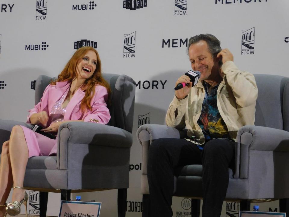 Jessica Chastain y Peter Sarsgaard en presentación de Memory (Crédito: Tomatazos /Gabriel Escogido).