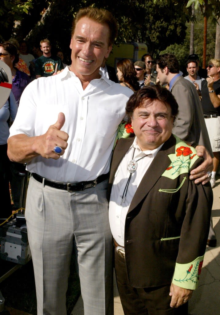 Arnold Schwarzenegger and Danny DeVito are longtime pals. WireImage