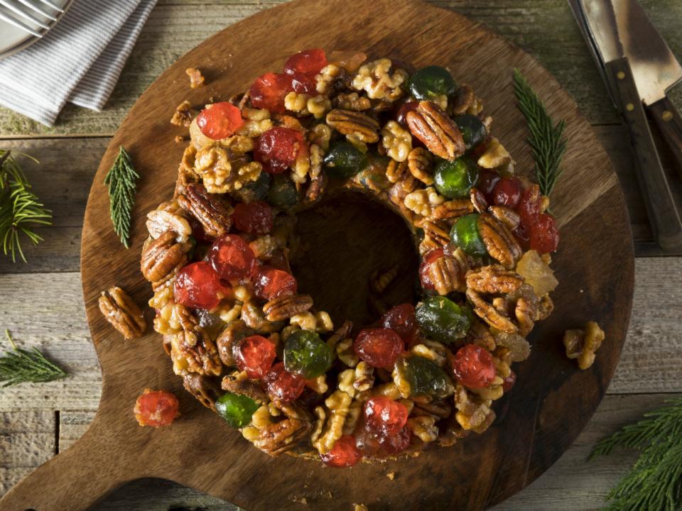 Fruitcake soaked in whiskey is a traditional Christmas dessert in Kentucky