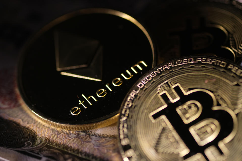 Bitcon and ethereum prices were down 4% on Friday. Photo: Yuriko Nakao/Getty Images