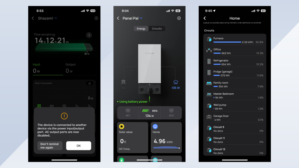 Miscellaneous screenshots from the EcoFlow app.