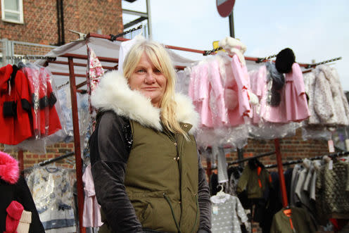 <span class="caption">Former benefits recipient Lorraine Worrall now runs a market stall.</span> <span class="attribution"><span class="source">Channel 5</span></span>