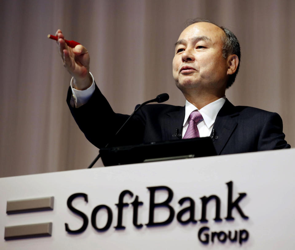 FILE - In this Nov. 6, 2019, file photo, SoftBank founder and Chief Executive Officer Masayoshi Son speaks during a news conference in Tokyo. Son, the chief executive of Japanese technology company SoftBank Group Corp. said Thursday, June 25, 2020, that he is stepping down from the board of Chinese e-commerce giant Alibaba. (Kyodo News via AP, File)