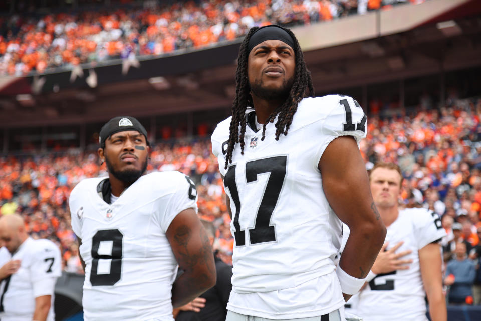 The Raiders have decisions to make with Josh Jacobs, left, and Davante Adams. (Jamie Schwaberow/Getty Images)  