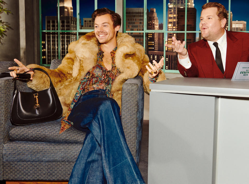 Harry Styles and James Corden in the Gucci Beloved campaign. - Credit: Courtesy of Gucci