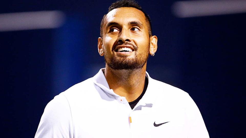 Nick Kyrgios (pictured) smiling during a match at the National Bank Open.