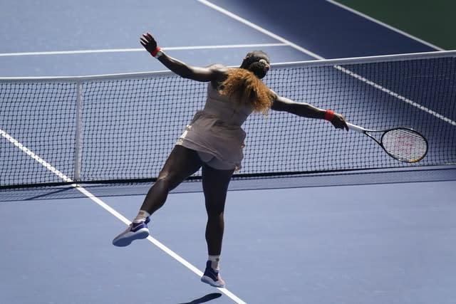 Serena Williams was stretched against Maria Sakkari but made it through to a 53rd grand slam quarter-final