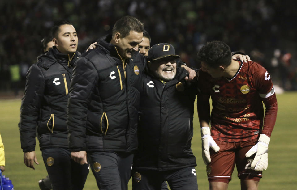 <p>The sight of Maradona celebrating exuberantly has become a common one given the success he has had with Dorados de Sinaloa.</p>