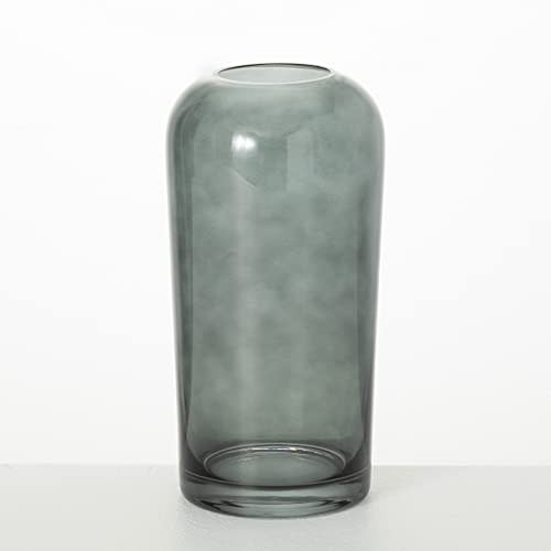 Sullivans Smoked Glass Vase, Flower Vase for Modern Home Decor, Minimalist Vase for Shelf and Table, Vases for Centerpieces, Living Room, Bedroom, Kitchen, and Office Decor (g8448)