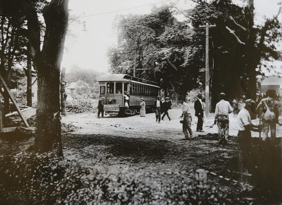 A photo of the trolley that ran between Tenafly and Englewood in the early 1900's.