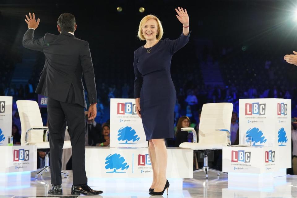 Rishi Sunak and Liz Truss during the last hustings event (Stefan Rousseau/PA) (PA Wire)