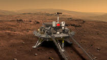 FILE - This artist's rendering provided to China's Xinhua News Agency on Aug. 23, 2016, by the lunar probe and space project center of Chinese State Administration of Science, Technology and Industry for National Defense, shows a concept design for the Chinese Mars 2020 rover and lander. China's landing of its third probe on the moon is part of an increasingly ambitious space program that has a robot rover en route to Mars, is developing a reusable space plane and plans to put humans back on the lunar surface. (Chinese State Administration of Science, Technology, and Industry for National Defense via Xinhua via AP, File)