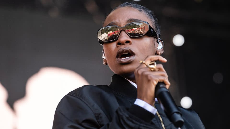 British rapper Little Simz performs on stage during a concert at the NorthSide 2023 Music Festival, in Aarhus, Denmark, on June 2, 2023. - Helle Arensbak/AFP/Ritzau Scanpix/Getty Images