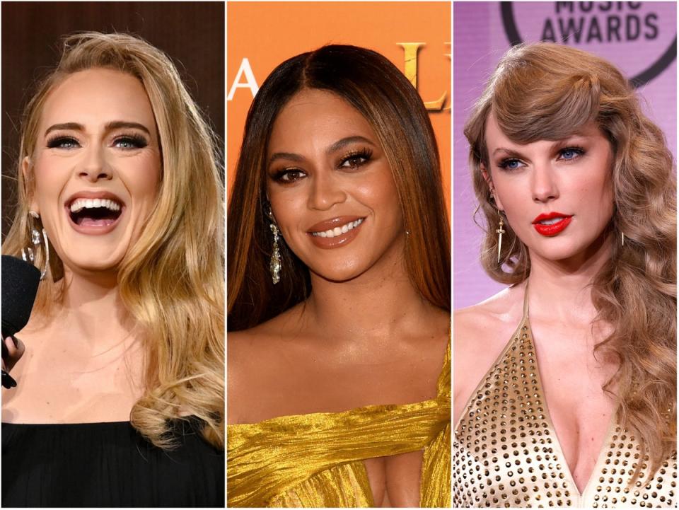 Adele, Beyoncé and Taylor Swift (Getty Images)