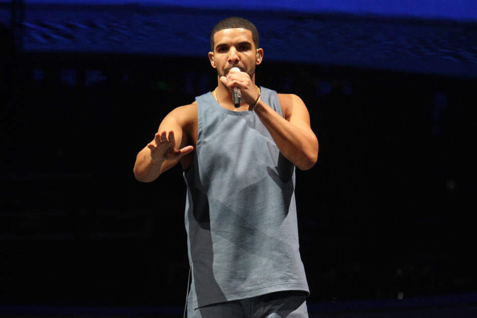 Rapper Drake performs at the Barclays Center, on Monday, Oct. 28, 2013, in New York. (Photo by Greg Allen/Invision/AP)