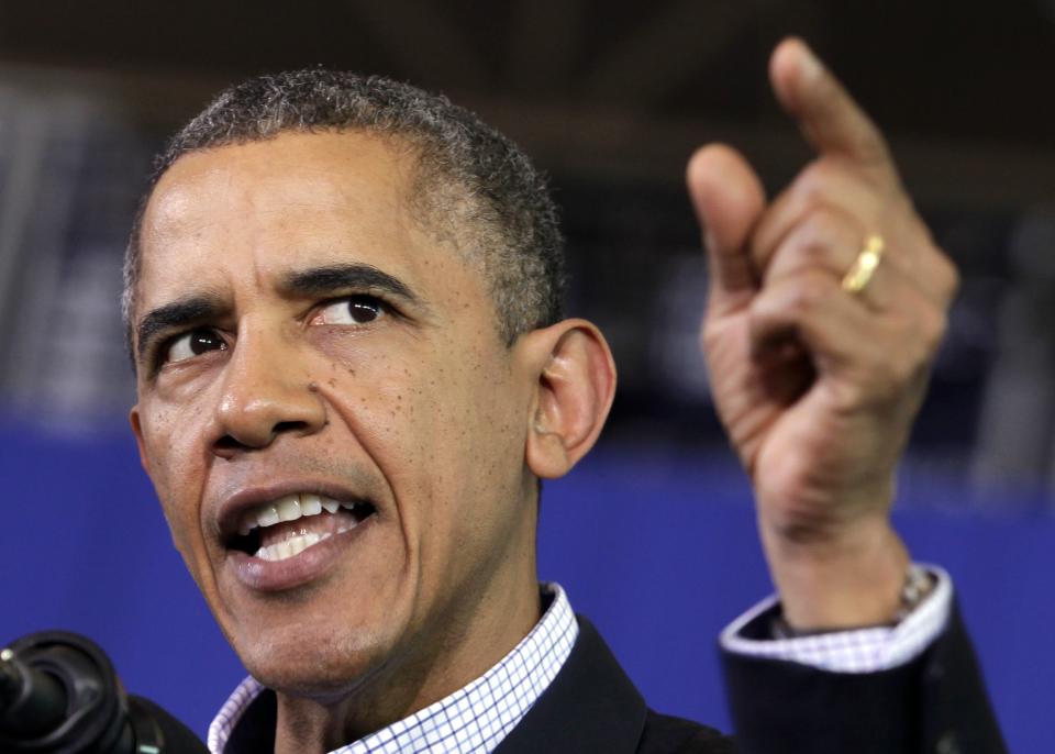 U.S. President Obama delivers remarks at a campaign event for Terry McAuliffe for Governor in Arlington