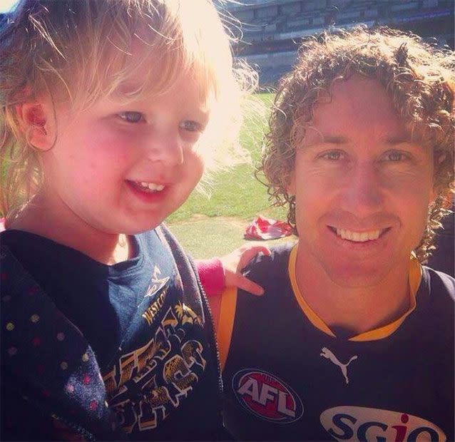 The woman's daughter is excited to meet Eagle Matt Priddis up close. Picture: Facebook