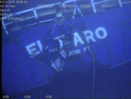 FILE PHOTO: The stern of the El Faro is shown on the ocean floor taken from an underwater video camera November 1, 2015. Courtesy National Transportation Safety Board/Handout via REUTERS