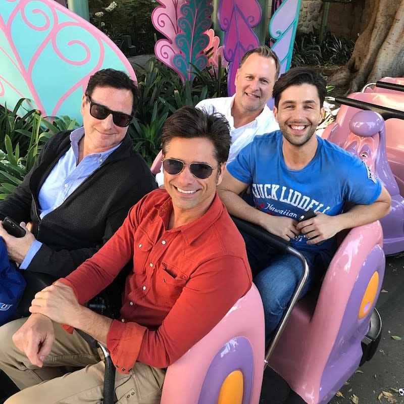 <p>Stamos is a Disneyland freak, so it’s no surprise he invited his <em>Full House</em> castmates Bob Saget and Dave Coulier as well as his former <em>Grandfathered</em> costar Josh Peck to his girlfriend Caitlin McHugh’s 31st-birthday party at the Happiest Place on Earth! We guess she must have snapped this photo of the guys on the Alice in Wonderland ride. (Photo: <a rel="nofollow noopener" href="https://www.instagram.com/p/BUDYOlxAvEp/" target="_blank" data-ylk="slk:John Stamos via Instagram;elm:context_link;itc:0;sec:content-canvas" class="link ">John Stamos via Instagram</a>) </p>