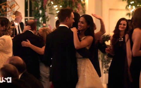 Meghan Markle and Patrick J Adams in Suits - Credit: NIPI