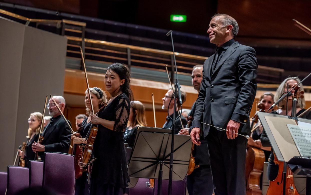 Conductor Mark Wigglesworth (right) at the Bridgewater Hall, Manchester