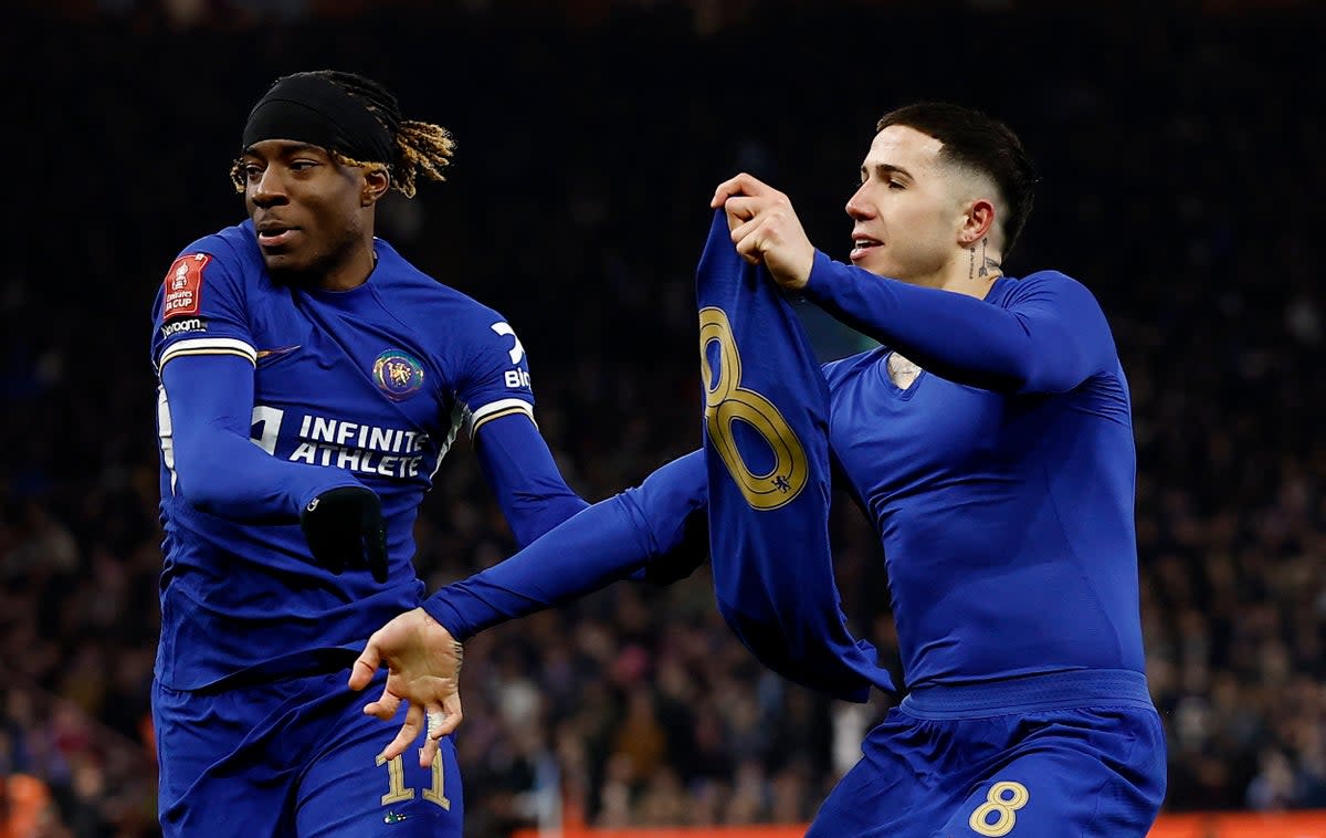 Top performers: Noni Madueke and Enzo Fernandez both impressed for Chelsea against Aston Villa (Action Images via Reuters)