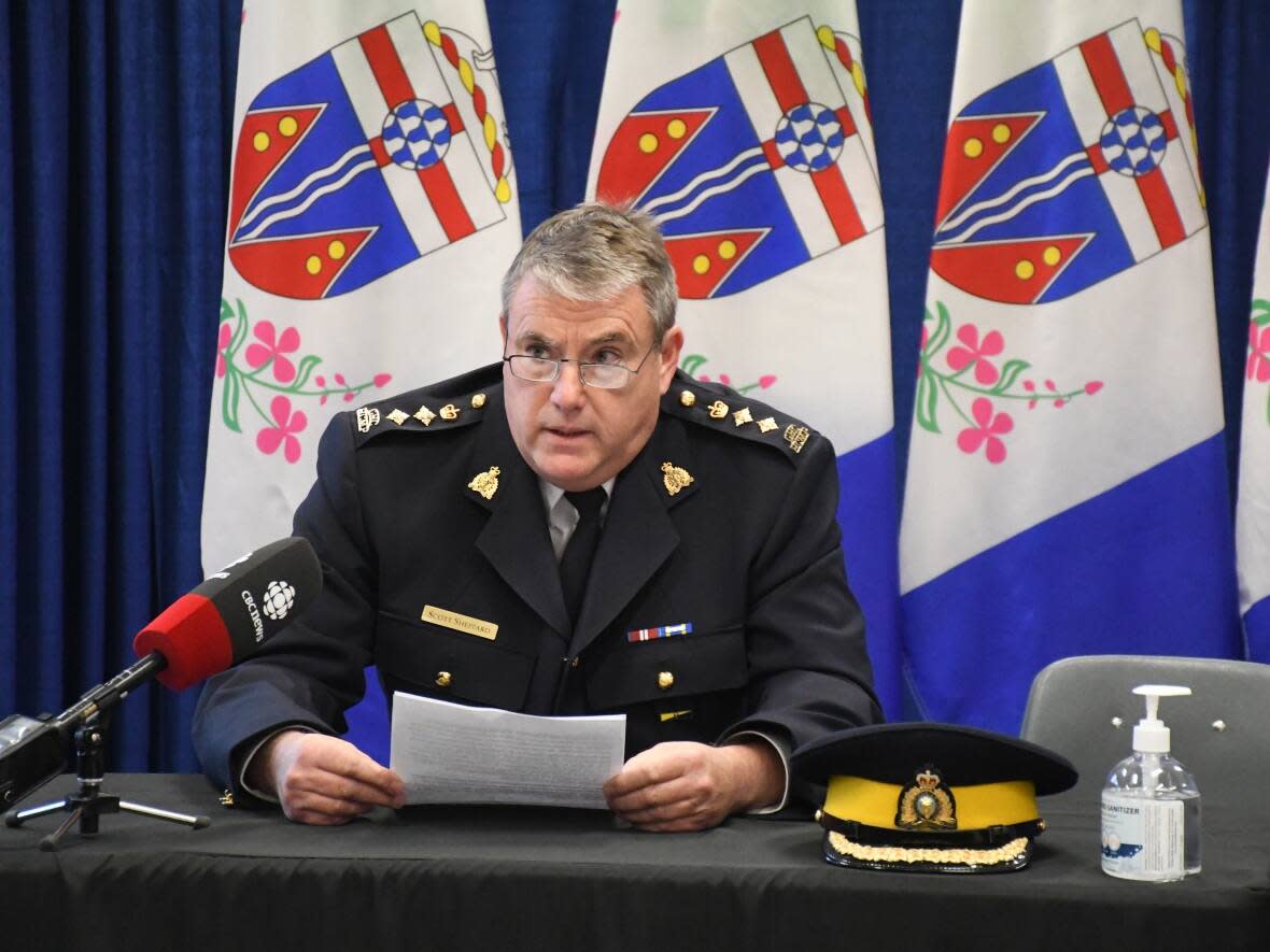 Yukon RCMP Chief Supt. Scott Sheppard at a news conference in September 2022. Sheppard said this week that the police service needs additional funds to deal with the rising costs of policing as the territory grows. (Jackie Hong/CBC - image credit)